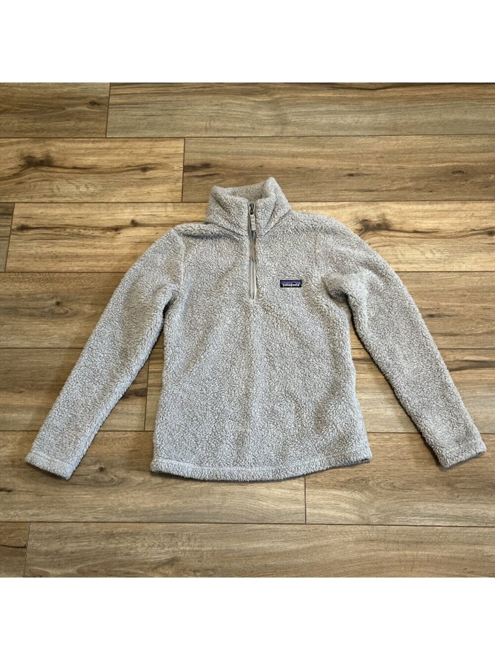 Women's Patagonia Los Gatos 1/4 Zip Fleece Pullover SZ XS Light Gray Logo